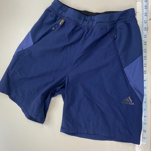 Adidas Cordura Shorts Mens Medium Blue Athletic Outdoor Running Zip Pocket - Picture 8 of 15